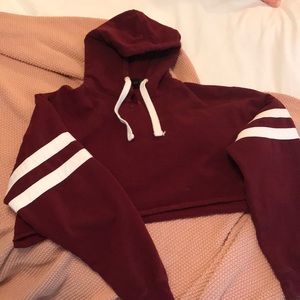 cropped maroon hoodie